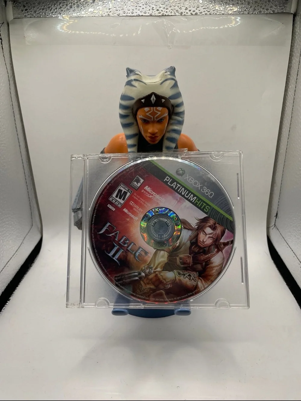 Microsoft Xbox 360 Fable II Game Disc with Blue and White Figure Stand